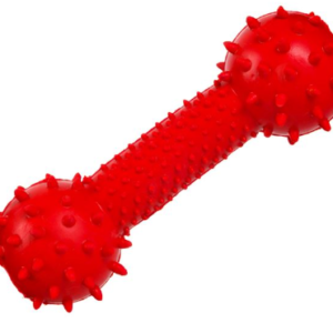 Jucarie Os pentru Caine cu Clopotel Elastic Rosu, 15cm