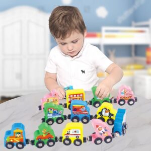 Trenulet Din Lemn Cu Magnet – Vagoane cu Vehicule