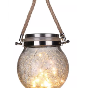 Lampa solara tip borcan pentru gradina, lumina calda
