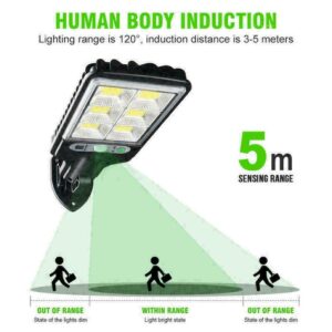 Set 10 Lampi solare stradale, cu senzor de miscare, putere 90 W, panou solar incorporat, cu functii multiple de setare a intensitatii luminoase si timpului de functionare