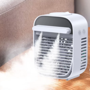 mini Răcitor de aer și umidificator, ventilator personal de birou cu 3 viteze, ventilator pentru aer condiționat, mini răcitor de aer, circulator portabil pentru ventilator personal, lumină de noapte LED pentru casă și birou și în aer liber