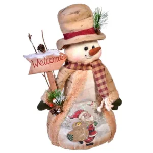 Figura Decorativa de Craciun Om de Zapada cu Tablita ”Welcome” 37cm