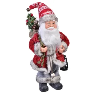 Figura Decorativa Mos Craciun cu Felinar 25cm